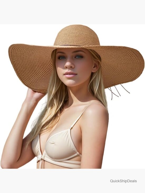 Floppy Big Beach Straw Hat Foldable Wide Brim Packable Sun Hat Travel main image 4